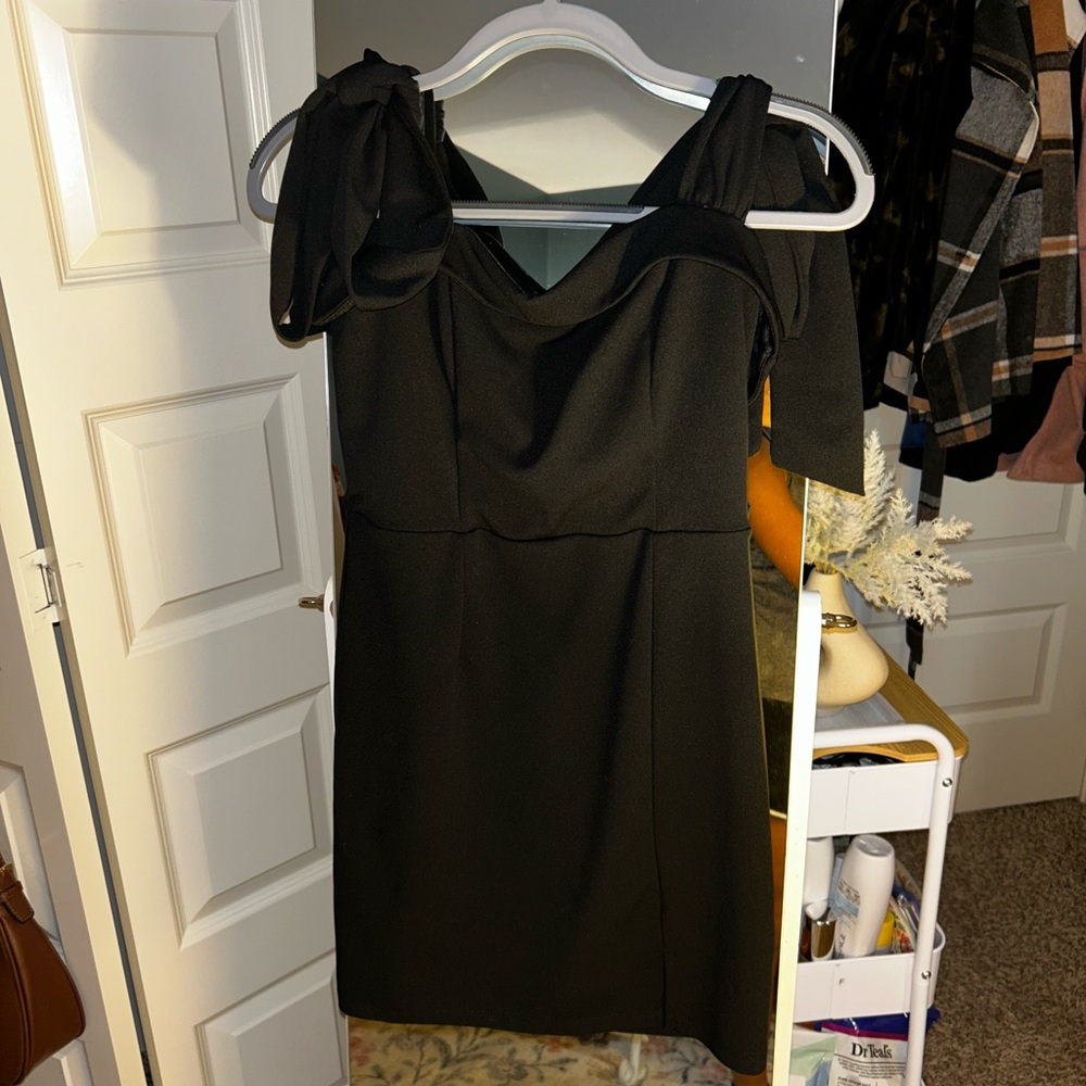 Trixxi Black Bow-Shoulder Dress